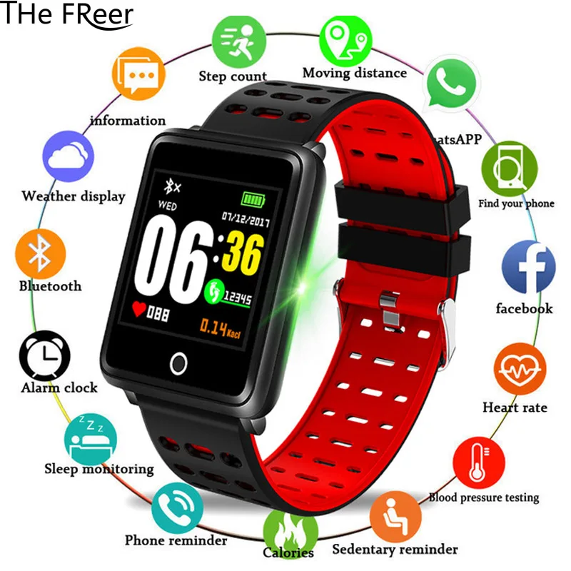 

F3 Smart Bracelet Color Screen Heart Rate Blood Pressure Monitoring Activity Fitness Tracker watch for men women kids Clock