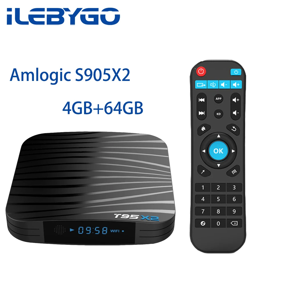 Android 8,1 Smart tv Box 4 Гб 64 Гб Amlogic S905X2 четырехъядерный T95X2 двойной Wifi 100 м H.265 4 к UHD 3D 60pfs USB3.0 Google Play T95 X2