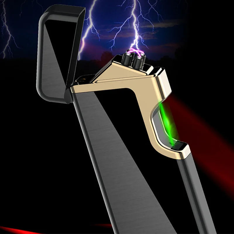 Быстрая Зеленая лазерная зажигалка Электронная USB плазменная с двойной дугой для