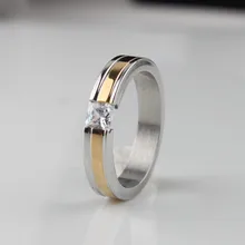 Широкий 4 мм циркон Золотые полосы кольца Нержавеющей Стали 316L женщины палец кольцо оптовые много ювелирных изделий