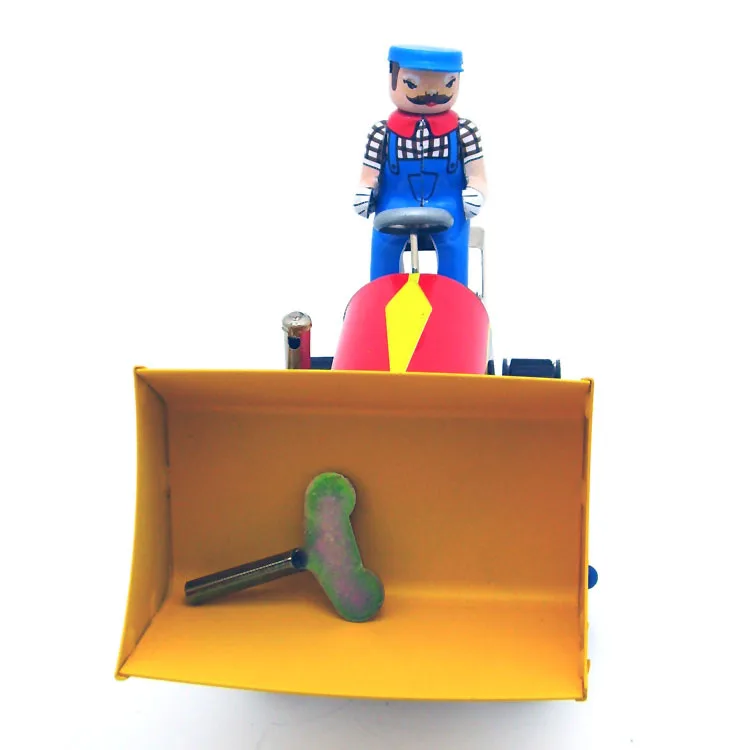 [Забавная] взрослая Коллекция Ретро заводная игрушка металлический оловянный бульдозер рабочий строительный автомобиль заводная игрушка фигурка винтажная игрушка