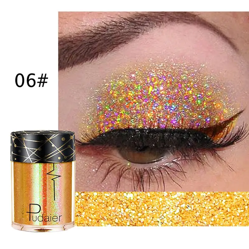 Pudaier блестящие тени для век Shimmer Highlight рассыпчатая пудра Женская Косметика для макияжа - Цвет: 6