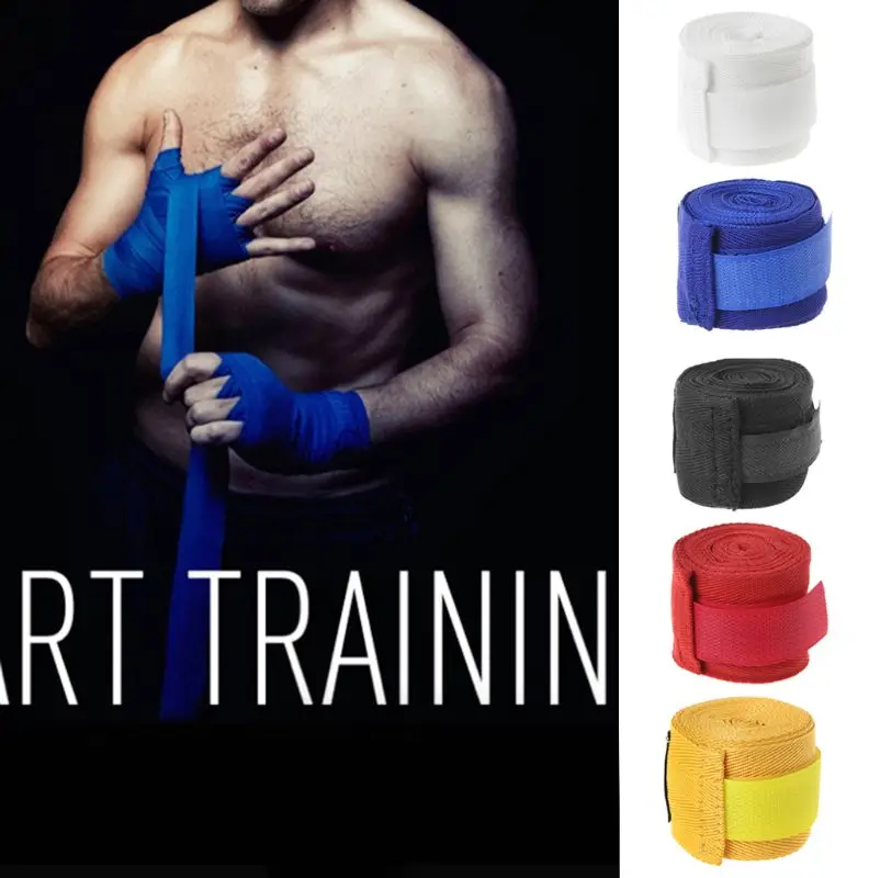 

OOTDTY 2.5m Cotton Bandage Boxing Wrist Bandage Hand Wrap Combat Protect Boxing Kickboxing Muay Thai Handwraps Training Gloves