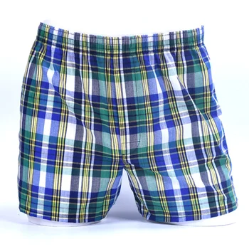 

LAAMEI Men's Cotton Boxer Casual Shorts Loose Sleep Comfortable Soft Arrows Home Plaid Soft Plaid Casual Shorts Men's Summer