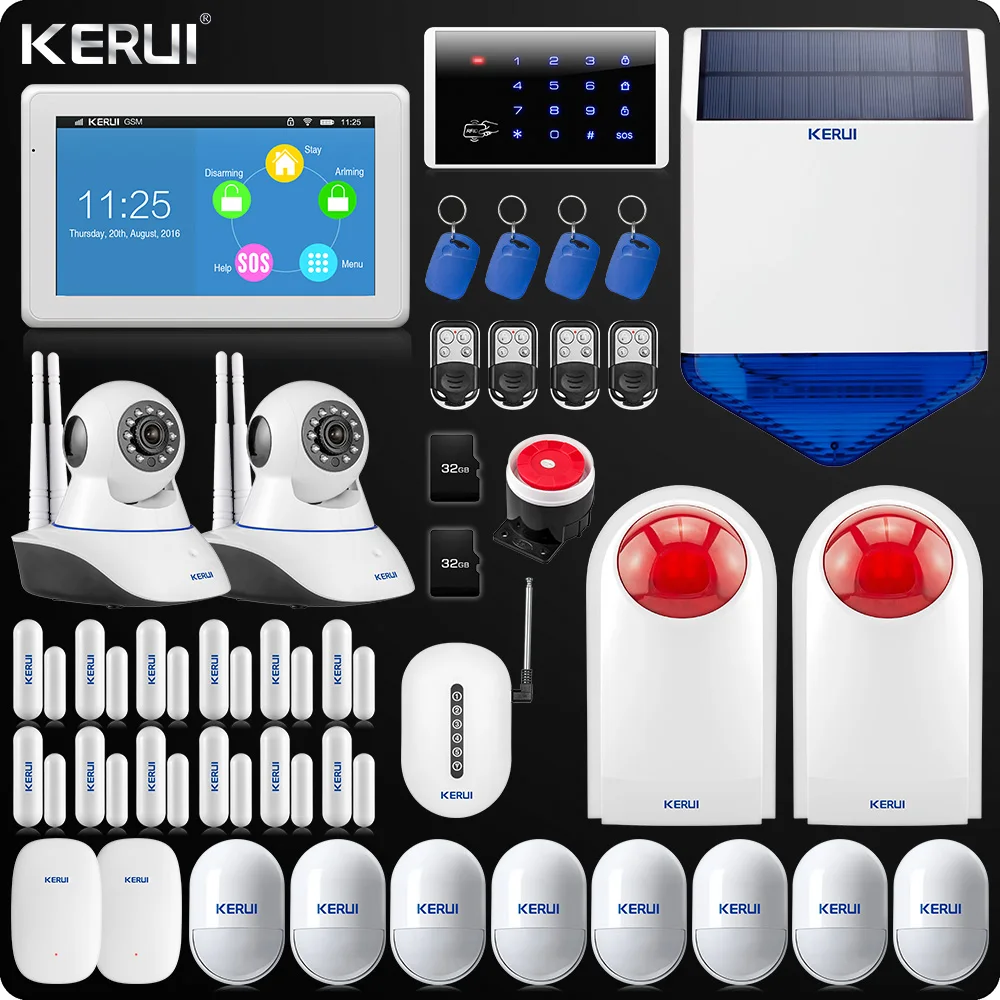 Новое поступление KERUI сенсорный экран 7 дюймов TFT цветной дисплей аварийная сигнализация wifi GSM домашняя сигнализация безопасности + двойная
