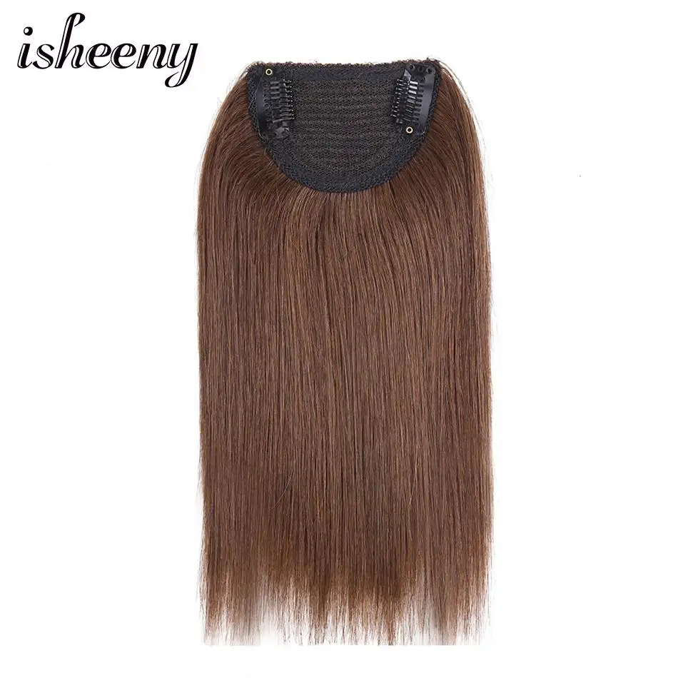 

Isheeny 10" Remy Clip-in One Piece 2 Clips In Human Hair Extensions 50g Top Clip On Hair Pieces Straight Natural Color For Women