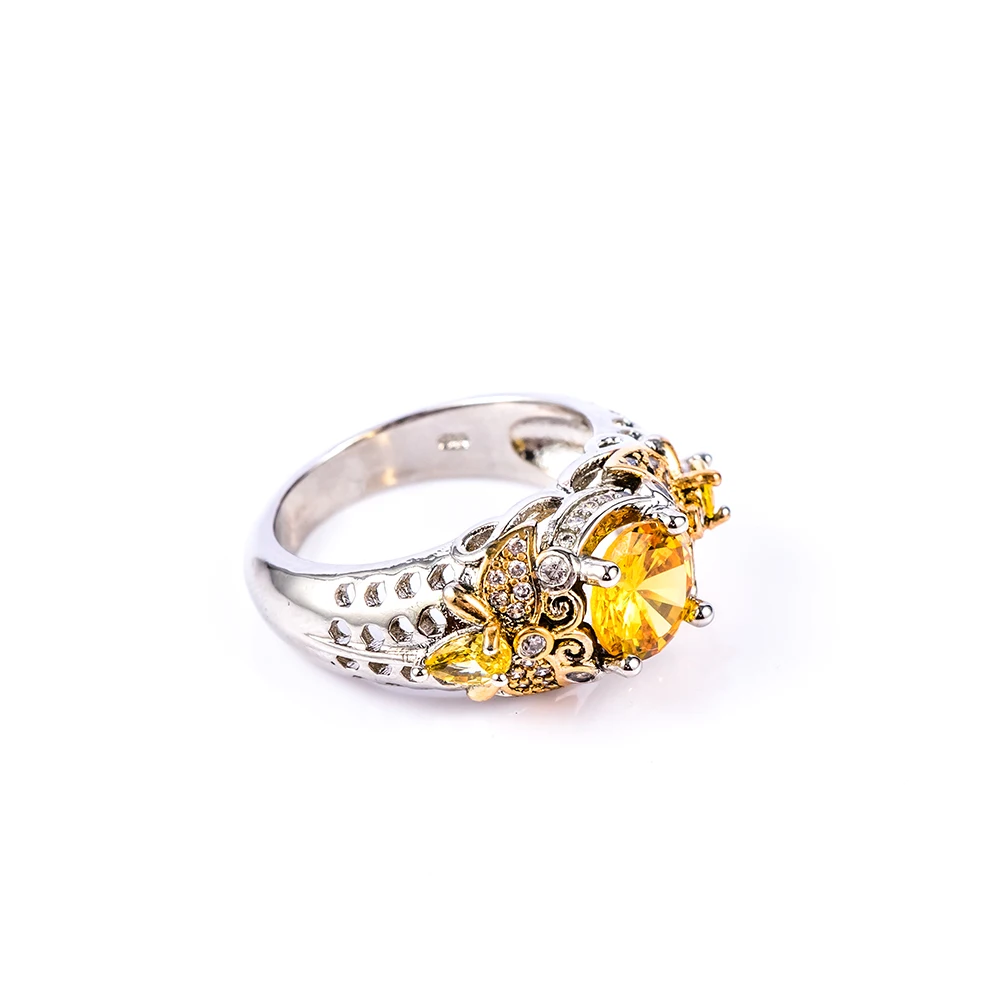 

1 Pcs Fashion Yellow Color Beautiful Crystal Cubic Zircon Bee Pattern Rings 6---10 Sizes Woman Wedding Jewelry Accessories Rings