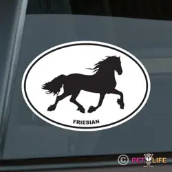 Овальный фризский стикер штамповочный станок из винила лошадь, Черная Виниловая наклейка на окно 12,5x8,5 см