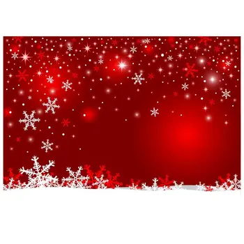 

7x5ft Red Christmas Background Wall Christmas Snowflake Backdrop Photography