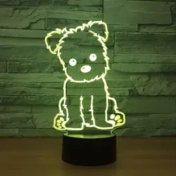 Собака лампы 3D ночник детские игрушки светодиодный 3D сенсорный Настольный светильник 7 цветов мигает светодиодный свет украшения дома