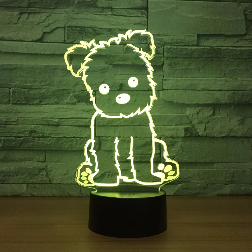 Dog Lamp 3D Night Light Kids Toy LED 3D Touch Table Lamp 7 Colors