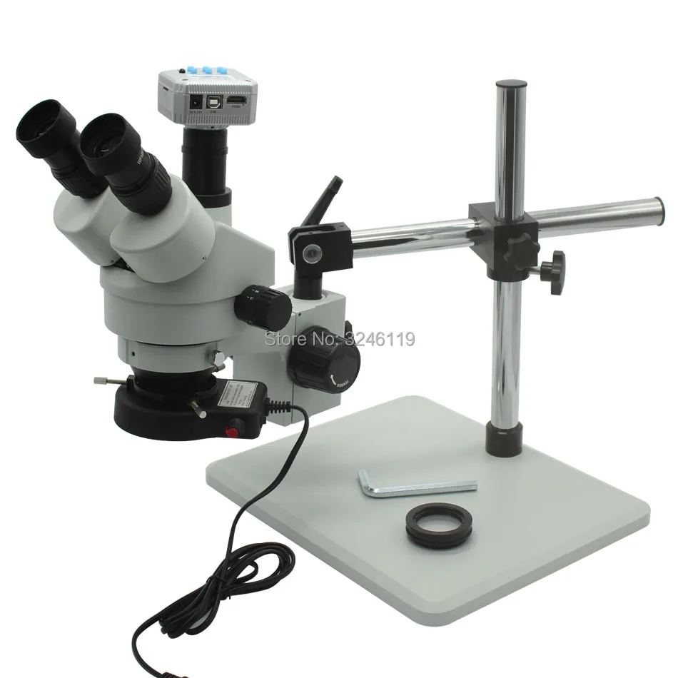 

Trinocular Stereo Microscope 3.5X-90X Continuous Zoom Magnification Rotary Workbench 20MP HDMI Camera Mobile Phone CPU Repair