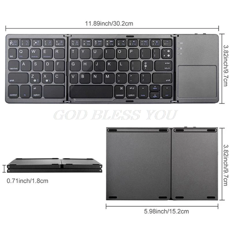

Foldable Bluetooth Keyboard Pocket Size Portable Mini BT Wireless Touchpad Rechargeable Li-ion Battery
