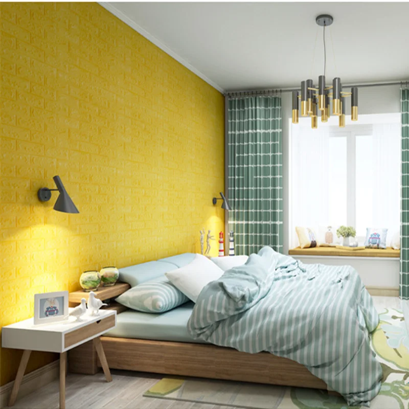 

DIY Self Adhensive 3D Brick Wall Stickers Living Room Decor Foam Waterproof Wall Covering Wallpaper For TV Background Kids Room