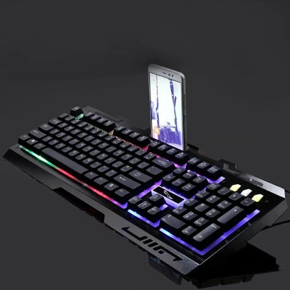 Светодиодная сменная компьютерная подсветка Механическая RGB эргономичная игровая мышь для ноутбука комплект мультимедийная Проводная светящаяся клавиатура