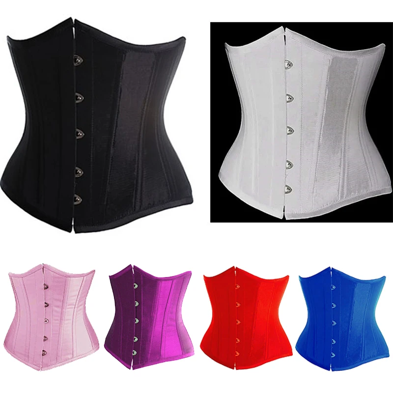 SAYFUT Underbust Steampunk Corset Waist Control Gothic Corsets Cincher Bustiers with Chains Embroidery Short Waist Trainer