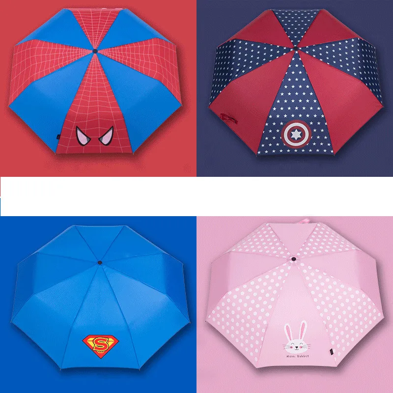 Goedkoop Spiderman, Optimus, Pokemon print paraplu voor jongen kid cartoon opvouwbare paraplu kind zon meisje regen gereedschap YS056