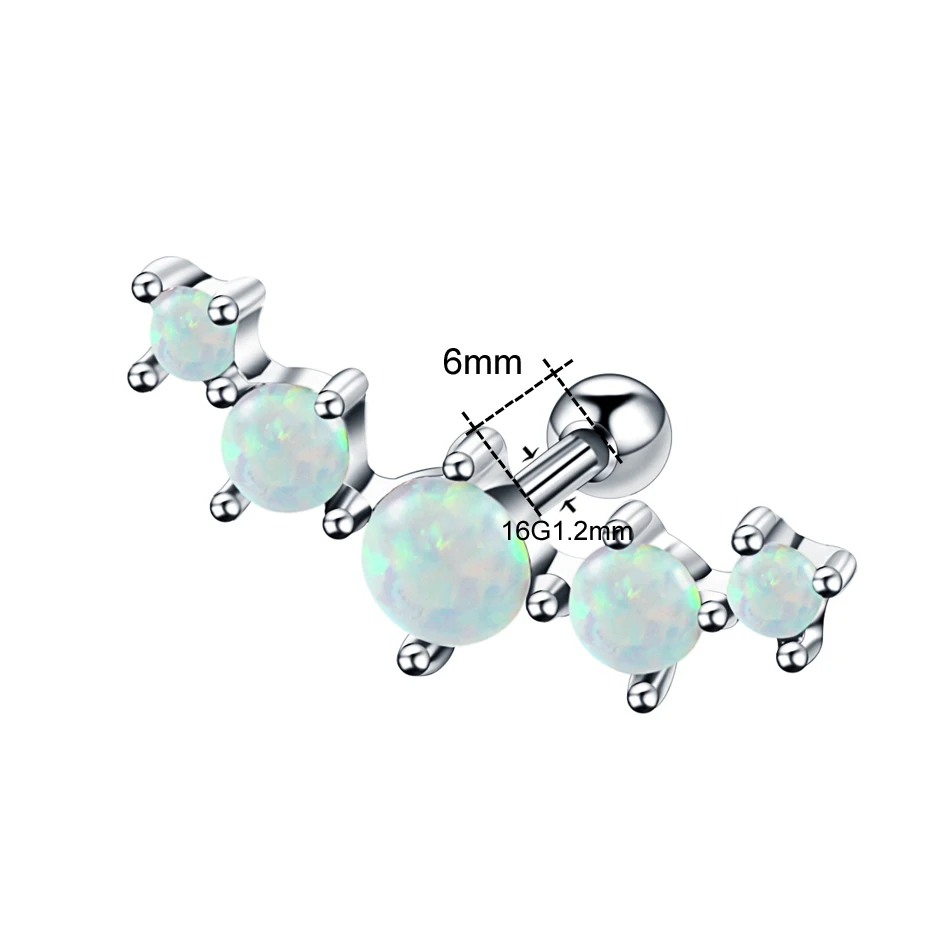 1 шт Опал Камень Лабрет пирсинг губы шпилька уха пирсинг медный носик шпилька перегородка пирсинг пупка кольцо уха трагус ювелирные изделия для тела - Окраска металла: Ear Stud 2