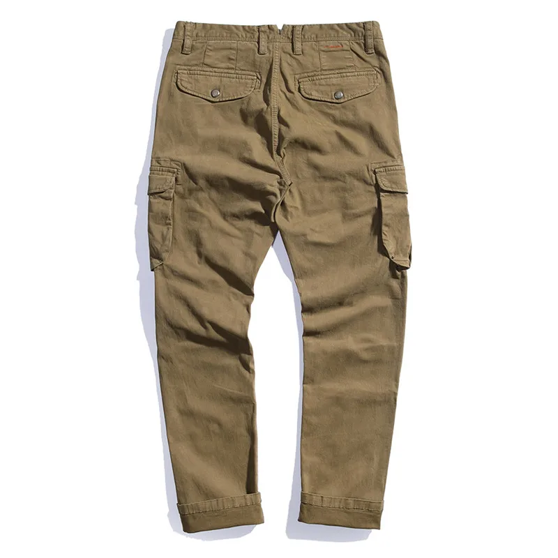 Men Pants with Cuffs Fashion Men's Tactical Trousers Military Cargo Clothing Chinos Khaki Pants