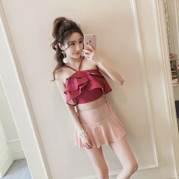 

Women Swimwear Ruffle Swimsuit Bandage Swimming Suit for Women Sexy Bathers Swim Wear Sexy Biquini Halter Beachwear