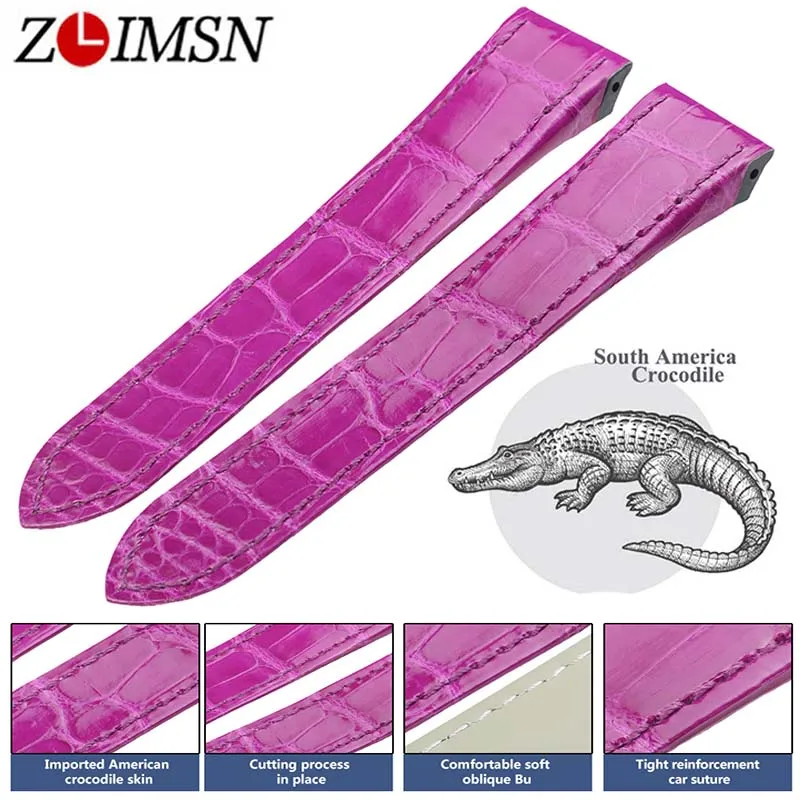 ZLIMSN South America Alligator skin New Watch Band Suitable for Cartier Watch Belt 12-26mm Men Women Genuine Alligator Watchband