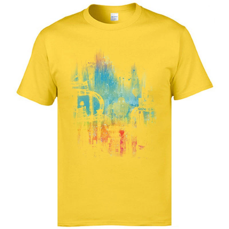 The last great carnival Summer Top T-shirts for Men Cotton Summer Autumn Tops Shirt Top T-shirts Short Sleeve Company Crew Neck The last great carnival yellow