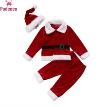 Детский Рождественский костюм для маленьких мальчиков и девочек новогодний костюм Санта-Клауса Рождественская Одежда Топы+ штаны, 2 предмета, детская одежда для мальчиков и девочек