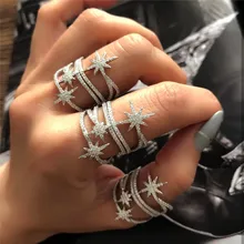 Nouvelle offre spéciale mode CZ zircone couleur or blanc pentagramme forme anneaux pour femmes anneaux fête bijoux cadeaux KR108(China)