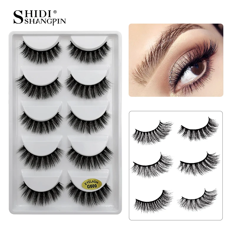 

LANJINGLIN 5 pairs 3d mink lashes natural false eyelashes cruelty free makeup fake eyelash extension volume long lasting