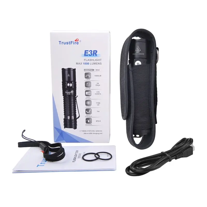 

USB Rechargeable Tactical Flashlight Outdoor Portable Pocket Light Ultra Bright Torch 1000LM Micro USB For Camping Hiking Quick