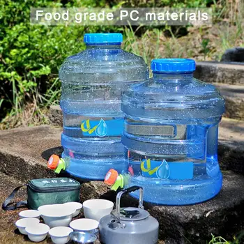

11.3L Self - Driving Tour PC Storage Bucket Car Round with Faucet Portable Drinking Bucket Outdoor Water Container Carrier