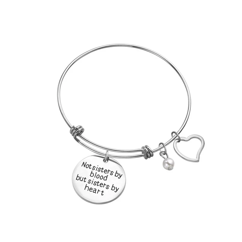 

URIMTHUM Sister Gifts Birthday Present for Sisters Adjustable Charm Bracelets Not Sisters by blood but Sisters by heart B007
