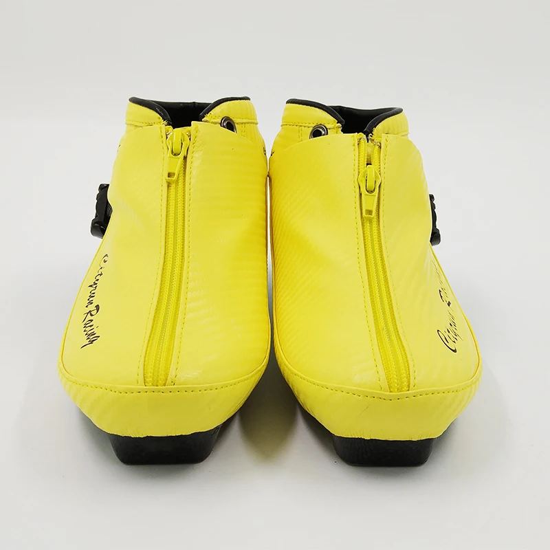 Профессиональный углеродного волокна Скорость скейт обувь взрослых/ребенок роликовые коньки сапоги Расширенный катания на роликах синий желтый Ботинки красного и черного цвета