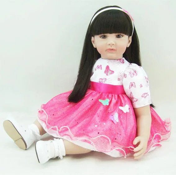 

60cm Silicone Reborn Girl Baby Doll Toy Like Alive Bebe 24inch Vinyl Princess Toddler Babies Doll Fashion Birthday Gift To Child