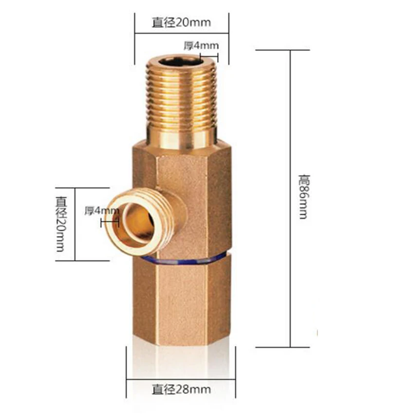 1/" латунный угловой вентиль треугольный клапан медный горячий и холодный утолщение медный угловой клапан водозапорный кран