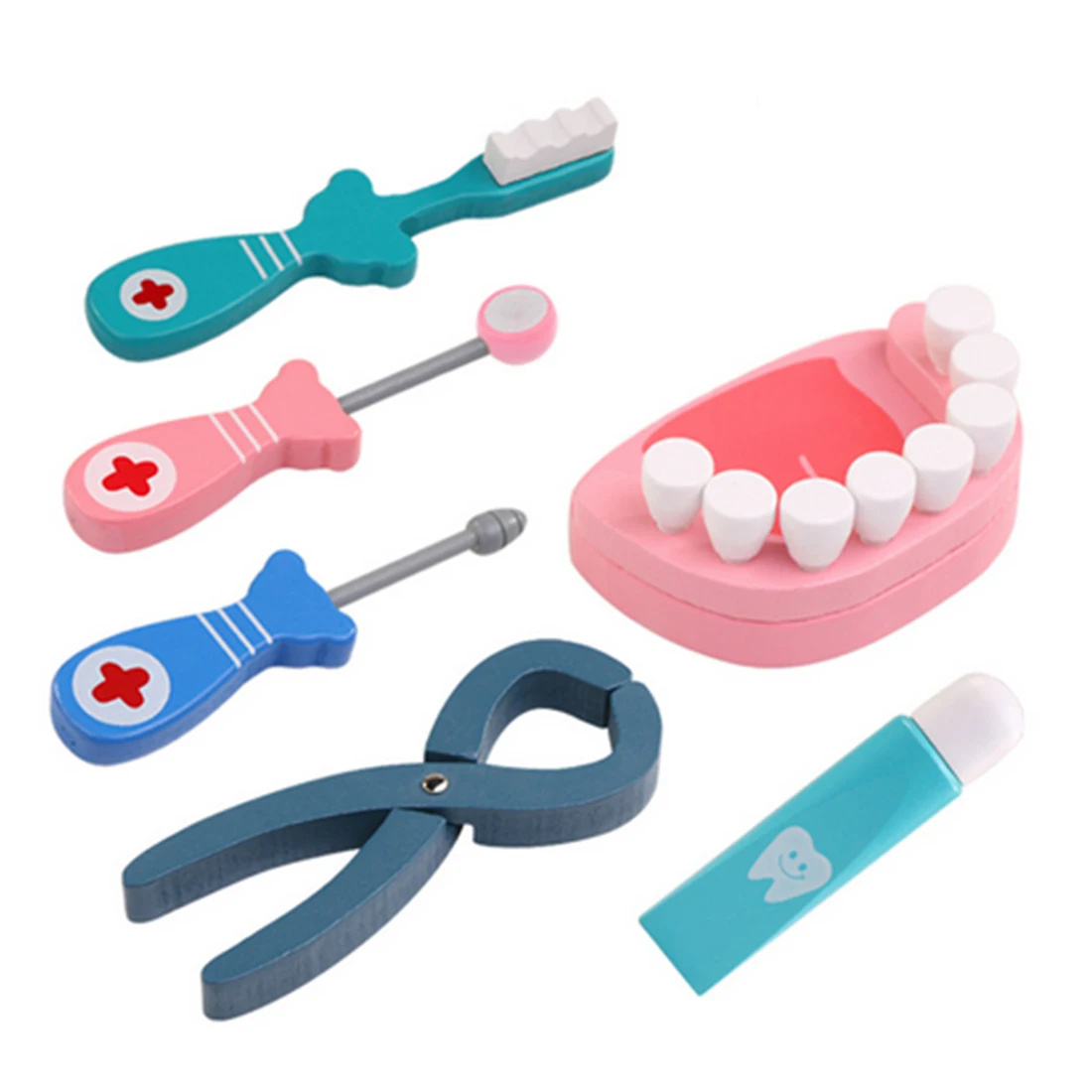 Buy 6Pcs Wooden Dentist Playset Role Play Kit Kids