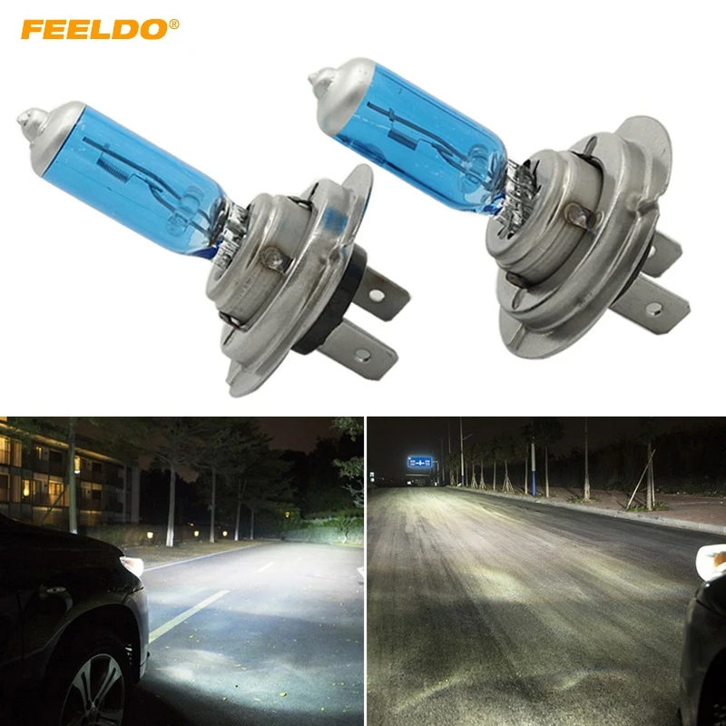 

FEELDO 2Pcs H7 55W 100W 12V Super White Car Headlights Lamp Car Light Source Parking #FD-2029