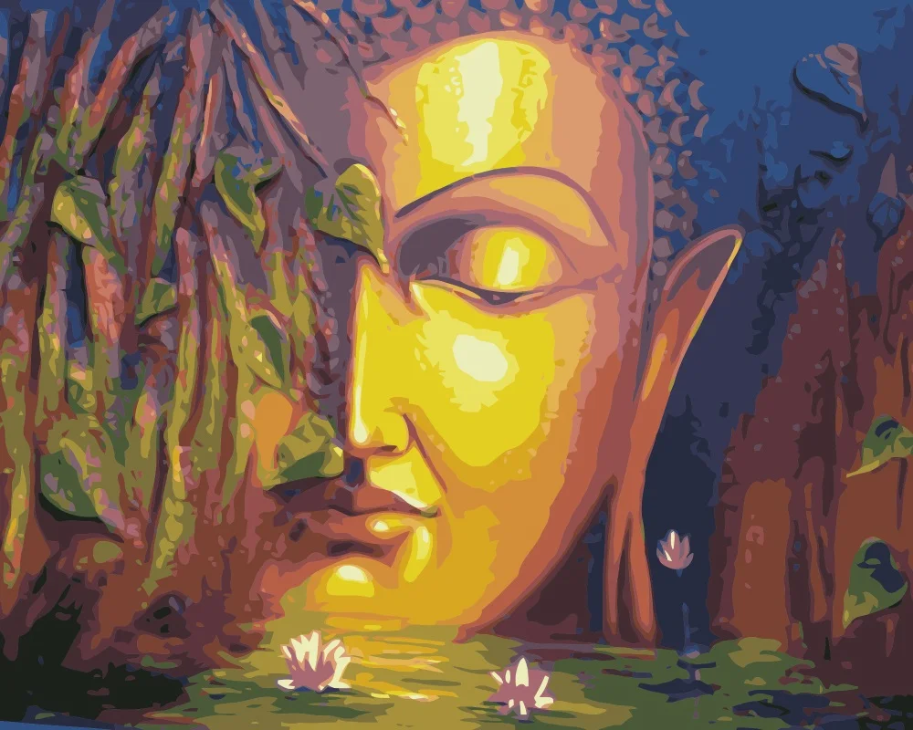 MaHuaf j006 Creative Buddha Painting Coloring by Numbers DIY Painting