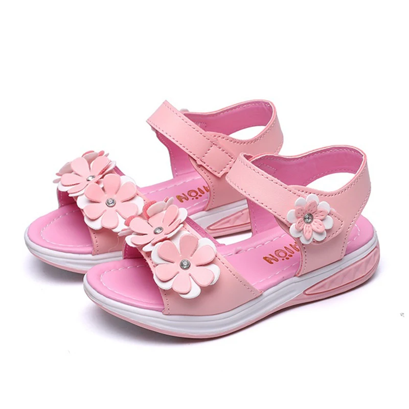 

COZULMA Kids Brethable Summer Shoes Girls Princess Beach Sandals Children New Flower Anti-Slipper Sandals Size 27-37