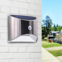 4 Светодиодный светильник на солнечной батарее, датчик движения PIR, водонепроницаемый, дизайн, солнечный светильник, светильник безопасности, для наружного сада, настенный забор