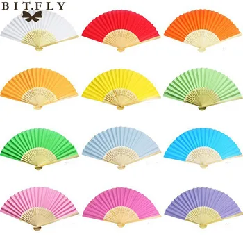 

BIT.FLY colorful personalized paper fans folding hand fans lot fan for wedding favors party Birthday Baby Shower decorations