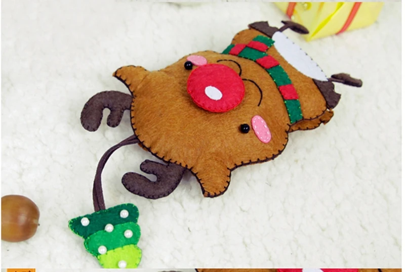 Рождественский олень, стильный держатель для ключей, сумка для хранения ключей, войлок, сделай сам, вышивка, искусство, простое, сделай сам, упражнение для студентов и детей