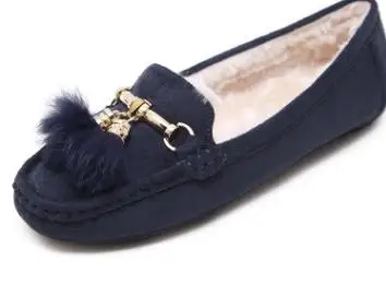 

2018 new women's shoes bow foreign trade plus velvet warm peas shoes