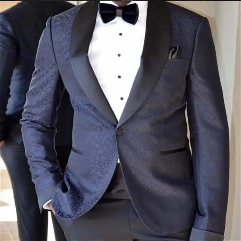 Дешевые изготовленные на заказ темно-синий мужской костюм для лучшего мужчины, жениха парадный смокинг костюмы бизнес мужская одежда