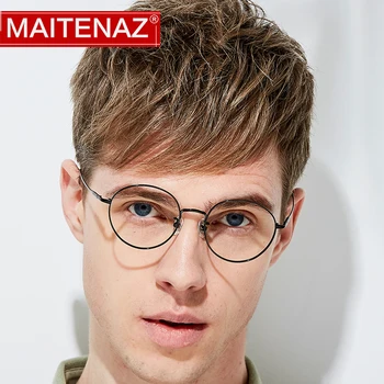 

MAITENAZ Pure Titanium Prescription Eyeglasses Vintage Myopia Hyperopia Glasses for Men Women Fashion Protection Spectacles 1640
