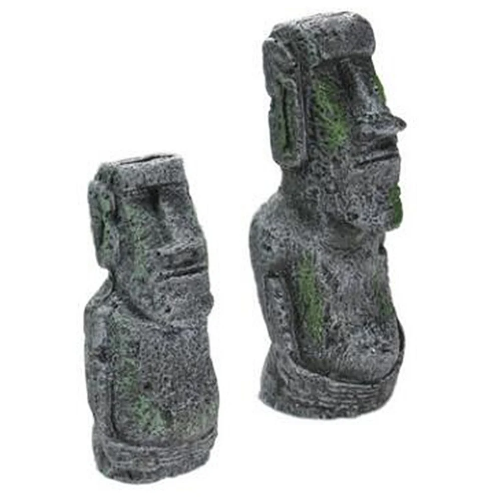 Resin Artificial Aquarium Easter Island Statue Decor Underwater