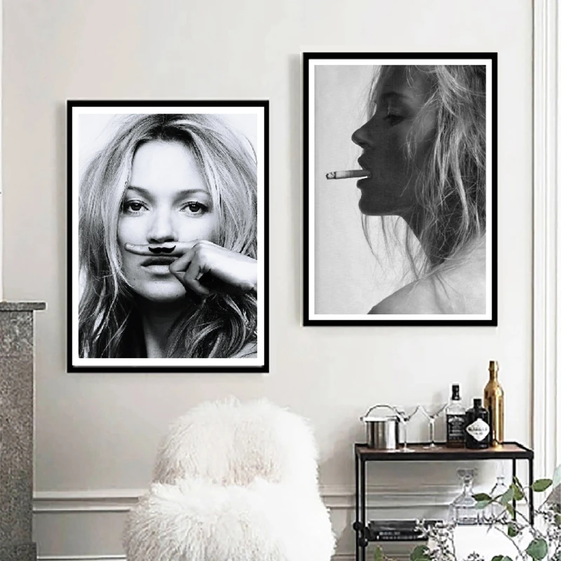 Kate Moss модный плакат настенные художественные принты, черный и белый супермодель фото холст Картина Настенная картина современный декор