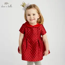 DB8675 dave bella/платье в горошек для маленьких девочек, весенние платья с рукавами, детское платье для девочек, Эксклюзивное Платье для дня