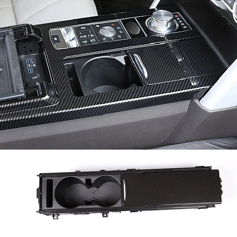 

Carbon Color For Land Rover Discovery 5 LR5 l462 2017-18 ABS Chrome Center Console Protection Cup Holder Frame Replacement Part