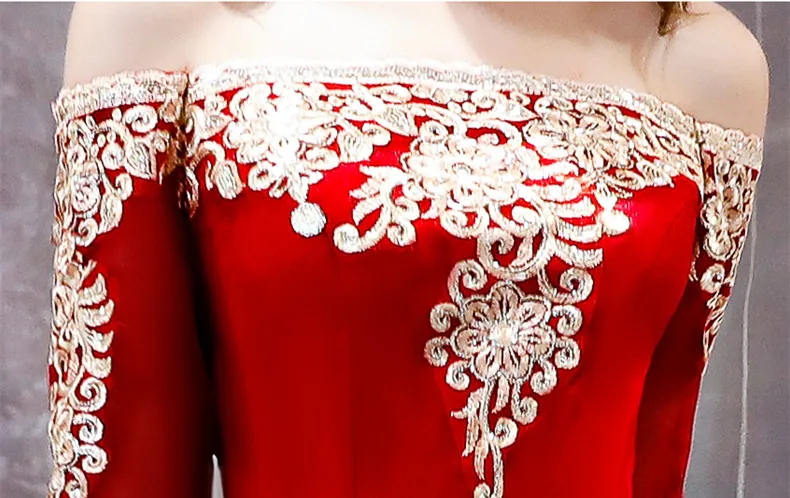 JaneVini Винтаж красные длинные платья подружек невесты лодка средства ухода за кожей Шеи Вышивка Аппликации блестками трапециевидной формы